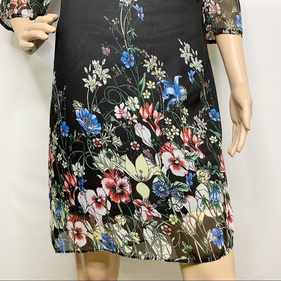Kate Kasin Black Floral Dress Medium - Picture 3 of 9